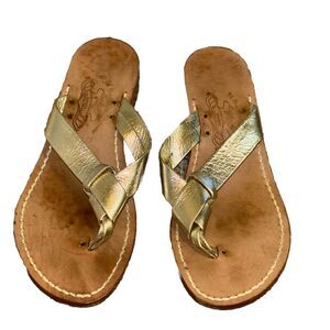 Il Sandalo Caprese Gold Metallic Italian Leather Sandals‎ Sz 8/39 Minimal Luxury